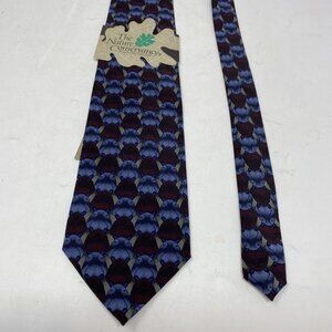 THE NATURE CONSERVANCY Silk Handmade Necktie Safari Hippopotamus Red Blue New